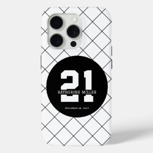 Coque iPhone 15 Pro 21e anniversaire personnalisé Moderne et élégant