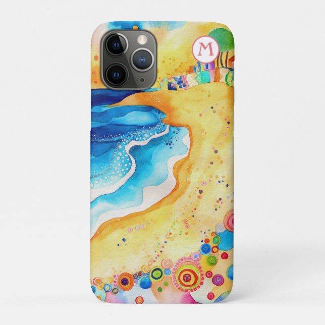 Coques Case-Mate iPhone *~* 2 Aquarelle Mer Plage Sable Parapluie (Dos)