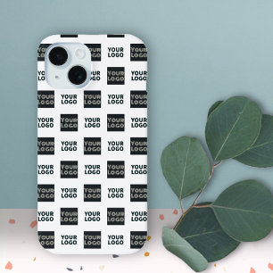 Coque Pour iPhone 15 2 Logos Simples Logos Répétitifs Blanc