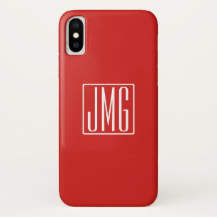 Case-Mate iPhone Case 3 Initiales Monogramme Rouge et blanc (ou couleu