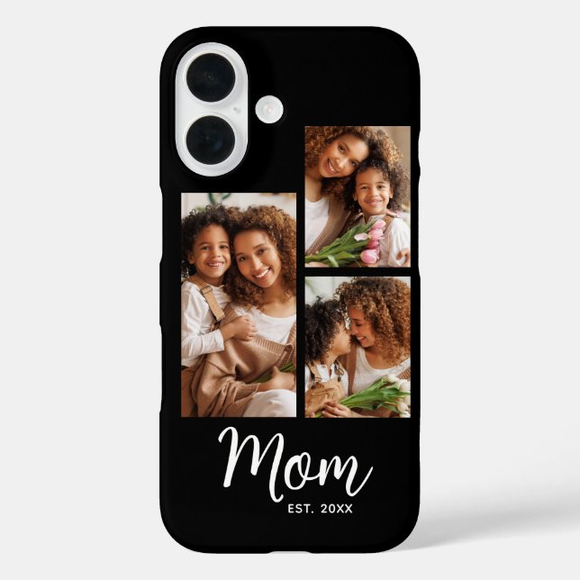 Coques Case-Mate iPhone 3 Photo Mom Established Date Modern Script Black (Verso)