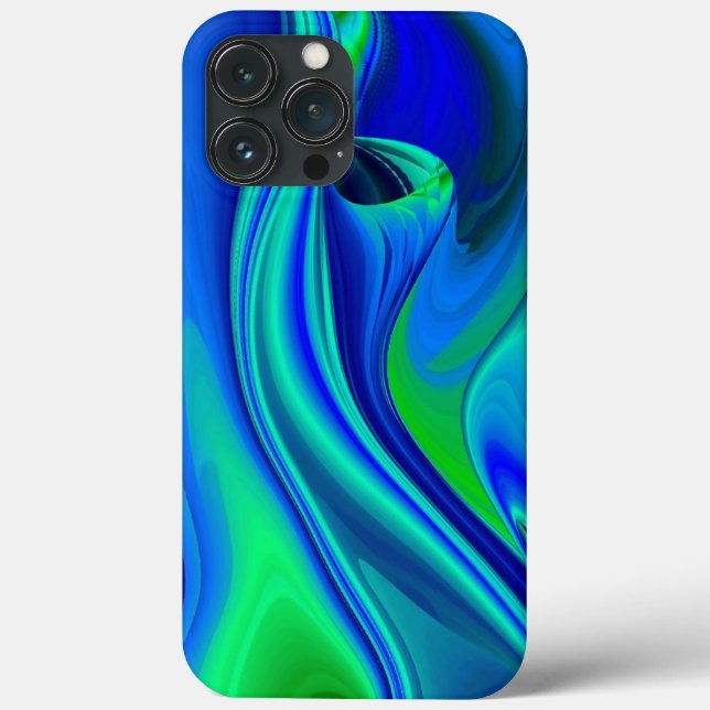 Coques Case-Mate iPhone 3D Abstrait en bleu vert violet (Verso)