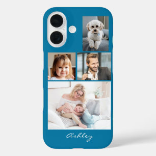 Coques iPhone 16 4 Photos de famille ou d'amis, Nom du script sur b