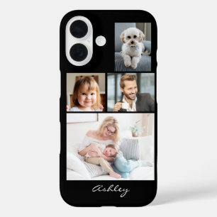 Coques iPhone 16 4 Photos de famille ou d'amis, Nom du script sur l