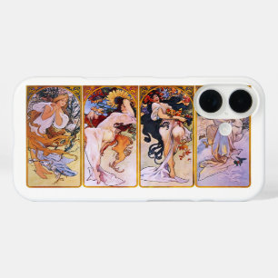 Coques iPhone 16 4 saisons par Alphonse Mucha, Art Nouveau Vintage