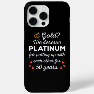 Coque iPhone 15 Pro Max 50ème anniversaire de Mariage I - Gold Funny Coupl