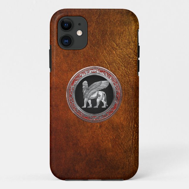 Coques Case-Mate iPhone [600] Lion assyrien ailli - Lamassu argenté (Dos)
