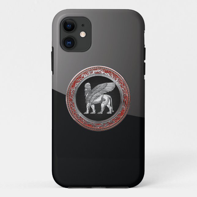 Coques Case-Mate iPhone [600] Lion assyrien ailli - Lamassu argenté (Dos)