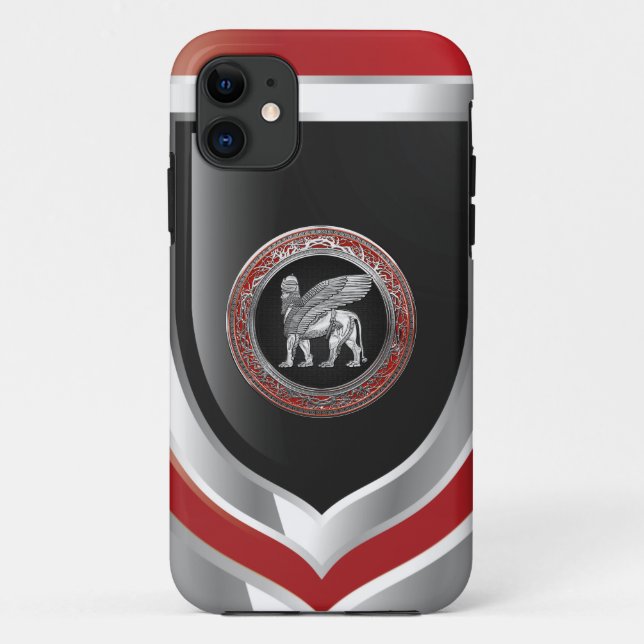 Coques Case-Mate iPhone [600] Lion assyrien ailli - Lamassu argenté (Dos)