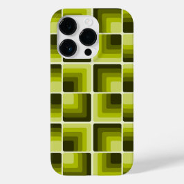 Coque Pour iPhone 14 Pro 70s Rainbow Squares Monochrome Green