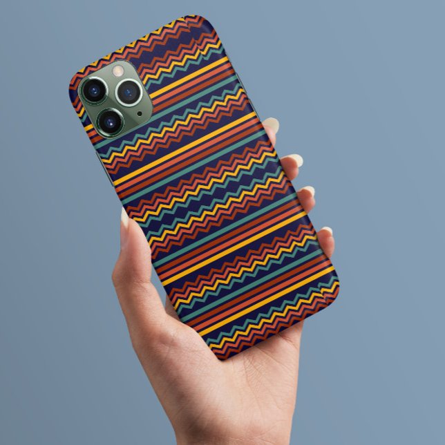 Coques Case-Mate iPhone 80s rétro rayé coloré zigzag abstrait motif (Créateur téléchargé)