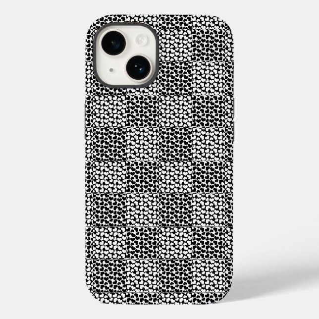 Coques Case-Mate iPhone à damiers Amour en noir et blanc (Verso)