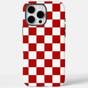 Coques iPhone 16 Pro Max à damiers carré rouge blanc rétro