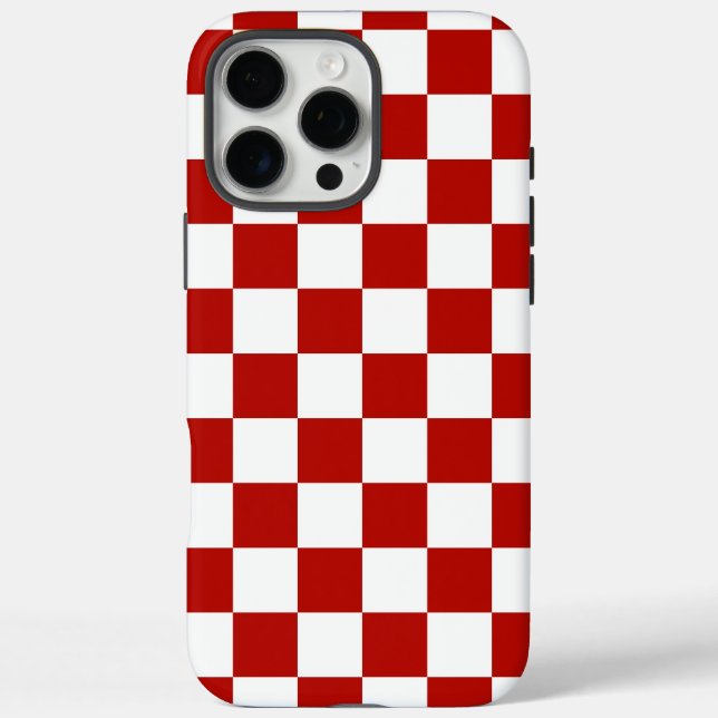 Coques Case-Mate iPhone à damiers carré rouge blanc rétro (Verso)