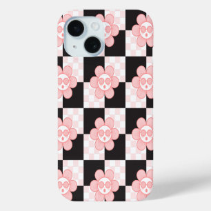 Coque Pour iPhone 15 à damiers rose