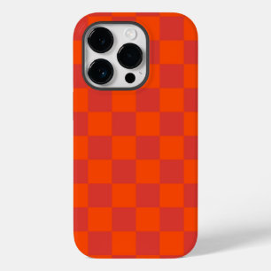 Coque Pour iPhone 14 Pro À damiers rouge orange En vichy Motif