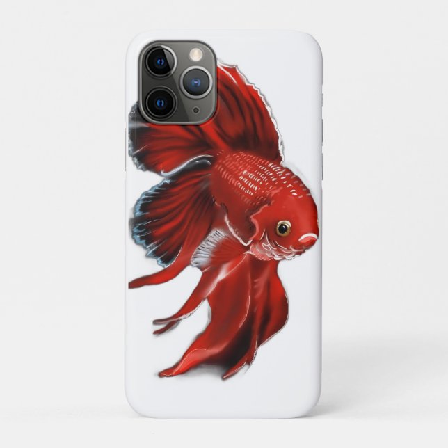 Coques Case-Mate iPhone A vibrant red betta fish swimming. (Dos)