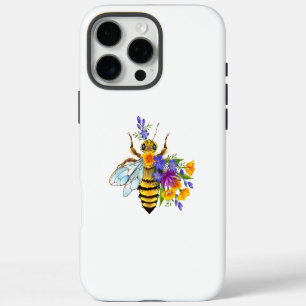 Coques iPhone 16 Pro Max Abeille à fleurs avec plantes sauvages