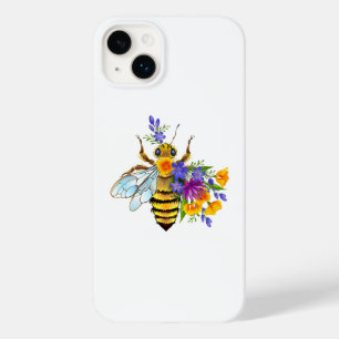 Coque Pour iPhone 14 Plus abeille à fleurs avec plantes sauvages