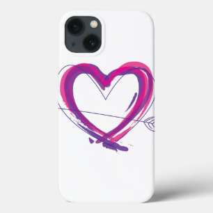 iPhone 13 Case Abstract heart in purple and pink