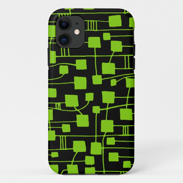Coques Case-Mate iPhone Abstrait 111211 - Martian Green sur Noir (Dos)