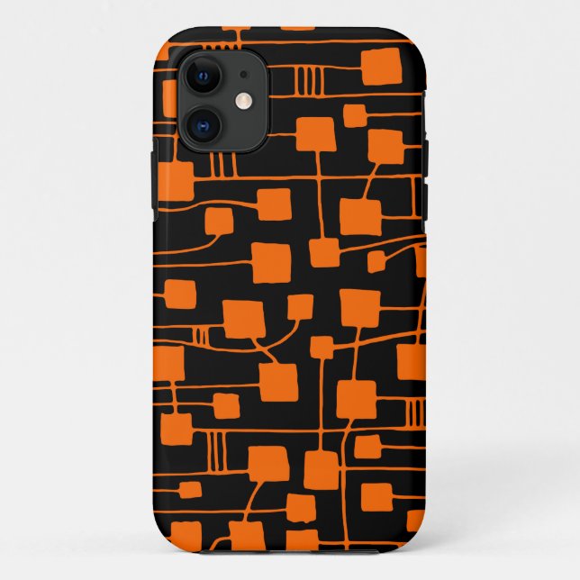 Coques Case-Mate iPhone Abstrait 111211 - Orange sur noir (Dos)