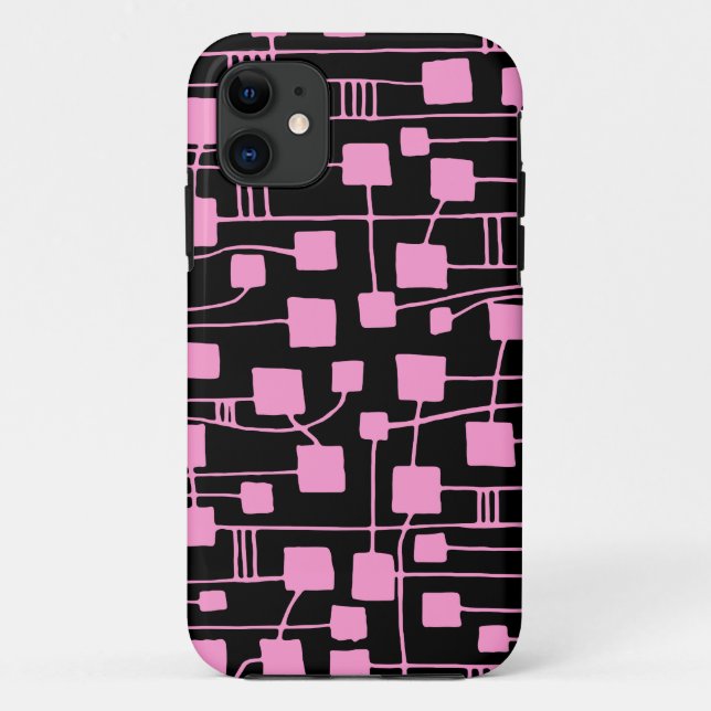 Coques Case-Mate iPhone Abstrait 111211 - Rose sur noir (Dos)
