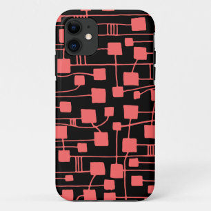 Coque Case-Mate Pour iPhone Abstrait 111211 - Rose tropicale sur noir