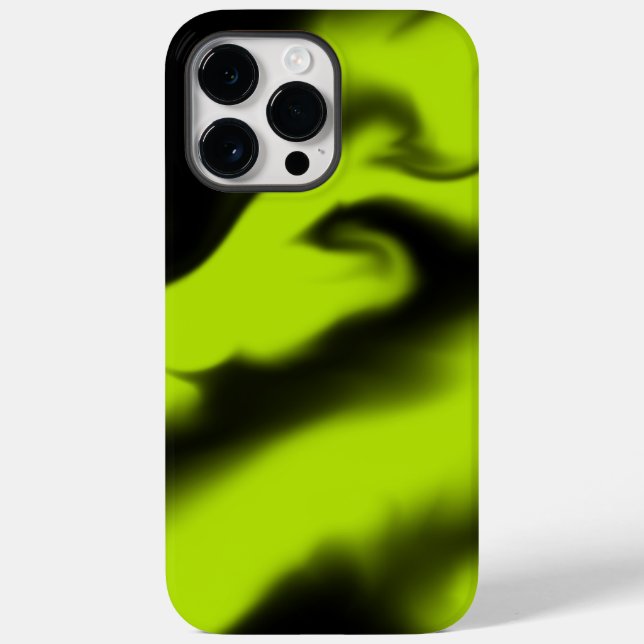 Coques Case-Mate iPhone Abstrait 3 en noir et vert citron (Verso)