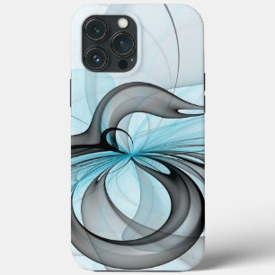 Case-Mate iPhone Case Abstrait Anthracite Gris Bleu Moderne Fractage Art