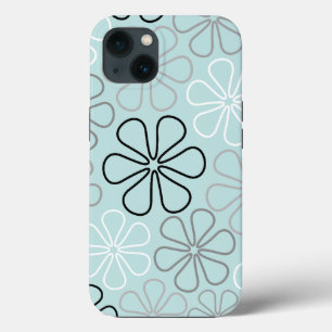 Case-Mate iPhone Case Abstrait Big Flower Outlines BWG+Duck Egg Blue