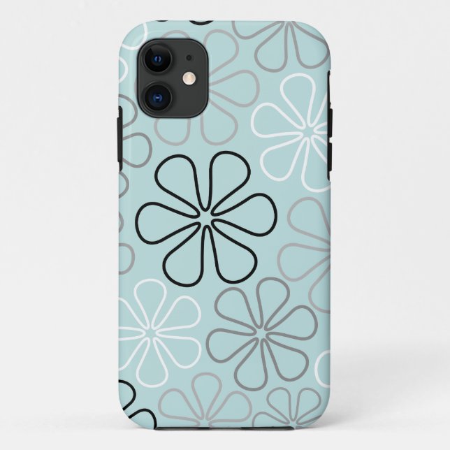 Coques Case-Mate iPhone Abstrait Big Flower Outlines BWG+Duck Egg Blue (Dos)