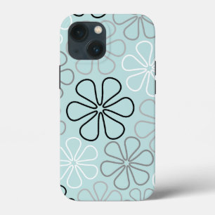 Case-Mate iPhone Case Abstrait Big Flower Outlines BWG+Duck Egg Blue
