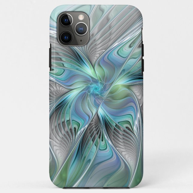 Coques Case-Mate iPhone Abstrait Bleu Vert Papillon Imaginaire Fractal Art (Dos)