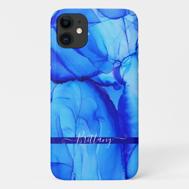 Coques Case-Mate iPhone Abstrait Blue Custom Unique Art Swirls (Dos)