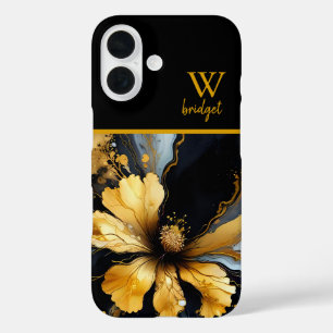 Coques iPhone 16 abstrait chic noir floral