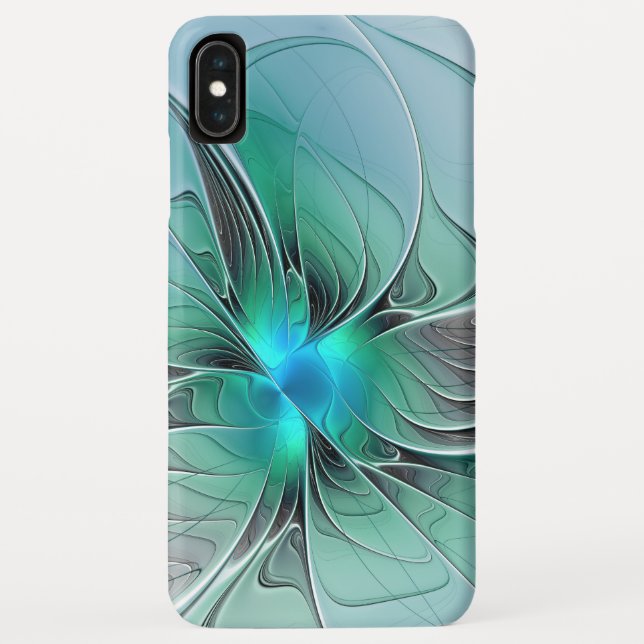 Coques Case-Mate iPhone Abstrait De Bleu, Art Fractal Moderne (Dos)