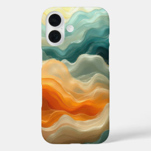 Coques iPhone 16 Abstrait de vague fluide contemporain