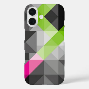 Coques iPhone 16 Abstrait géométrique élégante Gris vert rose