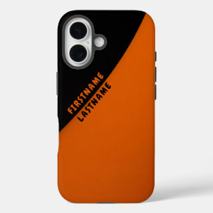 Coques iPhone 16 Abstrait minimaliste orange et noir