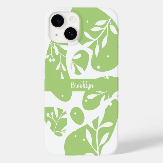 Coques Case-Mate iPhone Abstrait Minty Green Botanical Personnalisé (Verso)