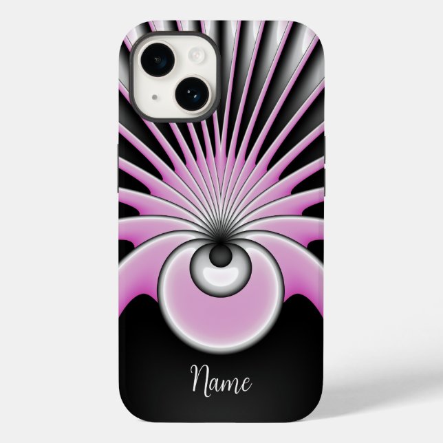 Coques Case-Mate iPhone Abstrait moderne Fou Fractal Art Nom du Motif (Verso)