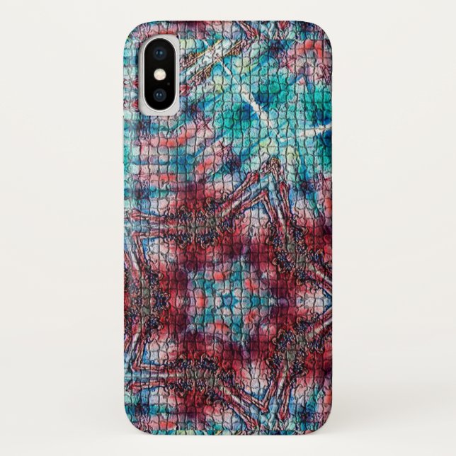 COQUES Case-Mate iPhone ABSTRAIT RED BLUE MOSAIC STAR (Dos)