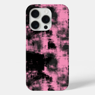 Coque iPhone 15 Pro abstrait rose et noir