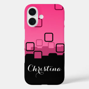 Coques iPhone 16 Abstrait rose et noir