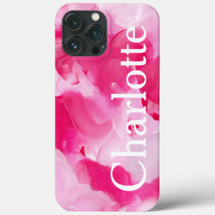 Case-Mate iPhone Case Abstrait rose moderne brosse Nom personnalisé