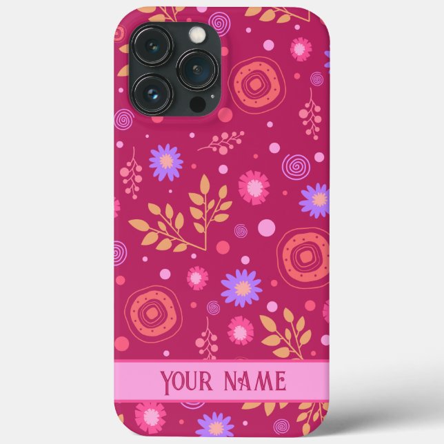 Coques Case-Mate iPhone Abstrait rose Nom personnalisé Fun Moderne (Verso)