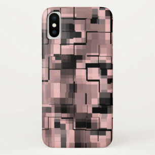 Coque iPhone X Abstrait rose pâle noir blanc gris
