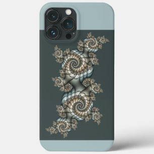 Case-Mate iPhone Case Abstrait Spirales d'Art Fractal Bleu Clair Beige