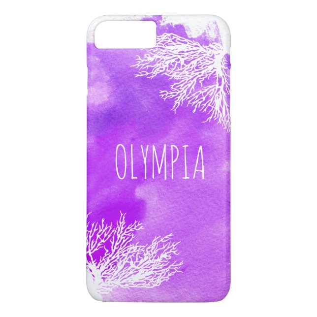 Coques Case-Mate iPhone Abstraite aquarelle violette et récif blanc (Dos)